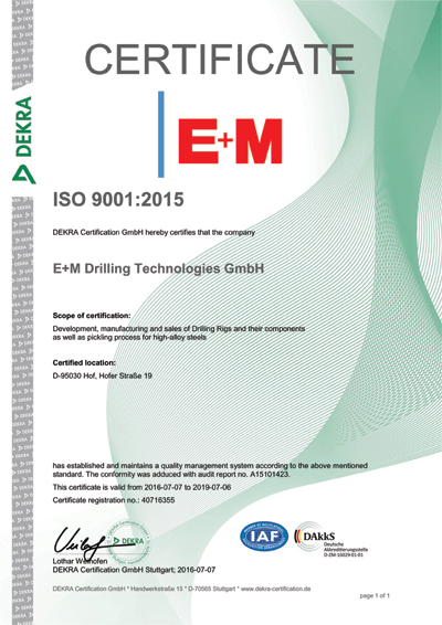 Din ISO 9001 EM Drilling